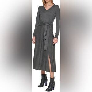 CALVIN KLEIN Belted Long Sleeve Sweater Dress - Size XL